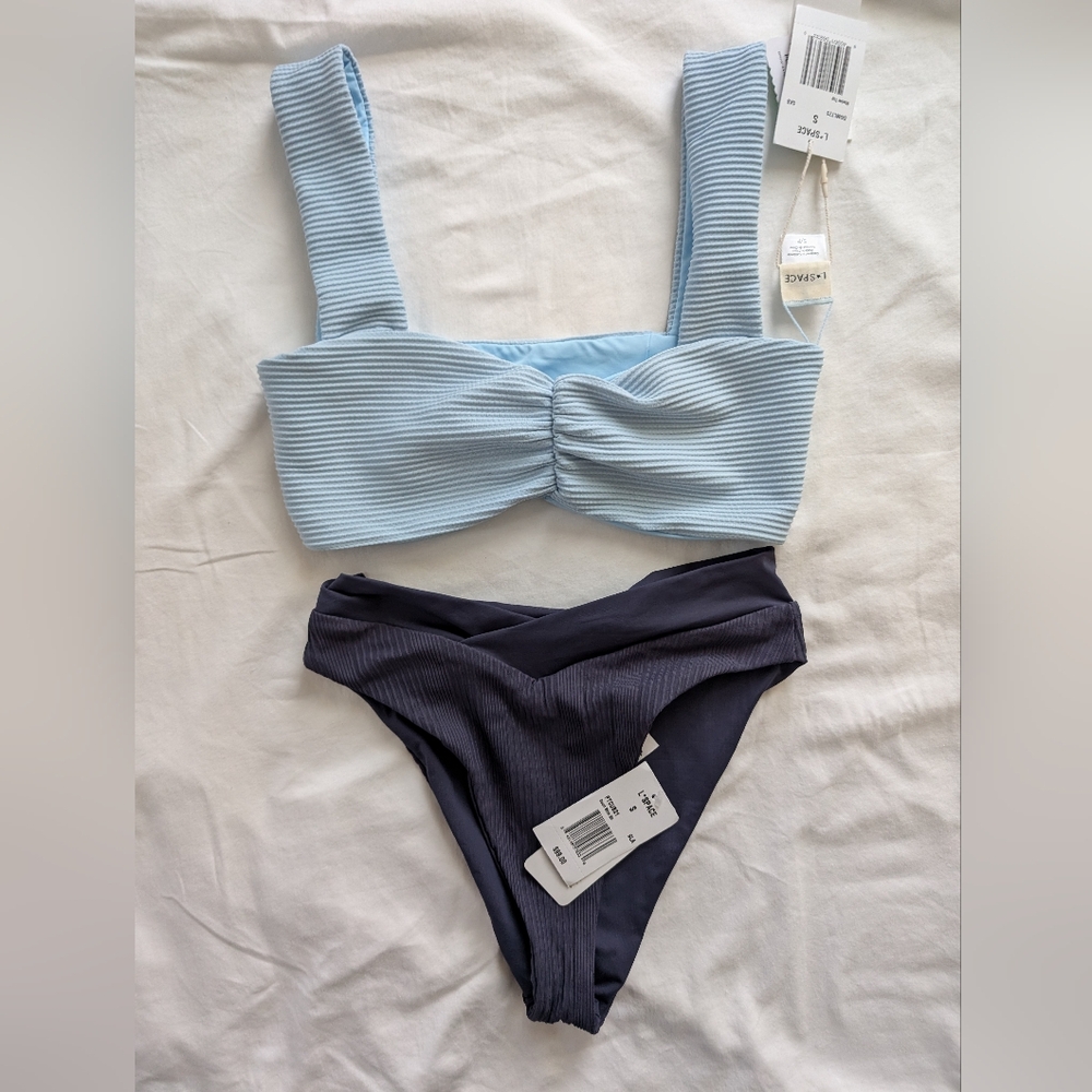 New! L space Marlee bikini top Court bottom in Slate size small set
